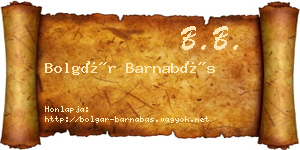 Bolgár Barnabás névjegykártya